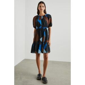 Rails Khloe Blue Multi Color Block Abstract Print Midi Dress Large Resortwear